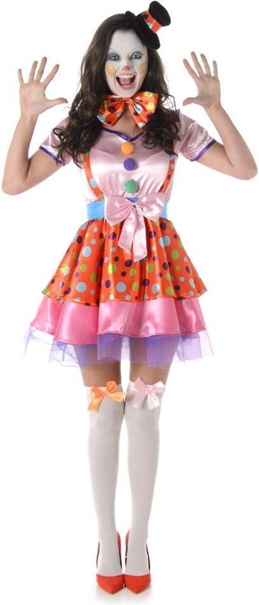 Clown & Nar Kostuum | Schaterende Clown Circusact | Vrouw | Extra Small | Carnaval kostuum | Verkleedkleding